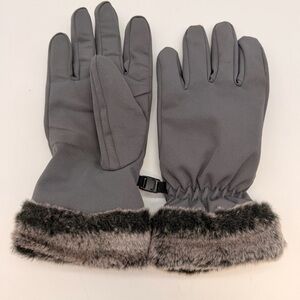Head Gray Fur-Trimmed Gloves